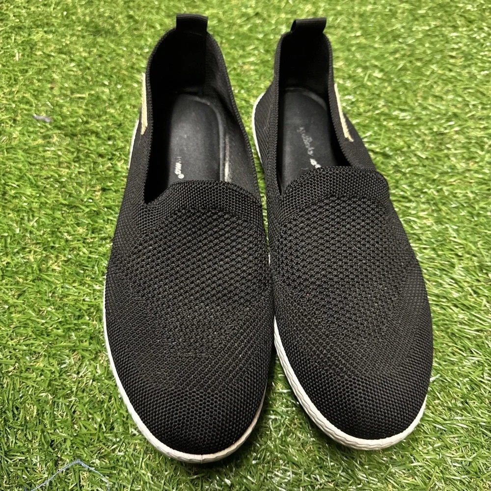 Tommy Bahama Women's Black Knit Slip On Memory Foam Boat Shoe Sneaker Size 9